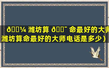 🌼 潍坊算 🐯 命最好的大师（潍坊算命最好的大师电话是多少）